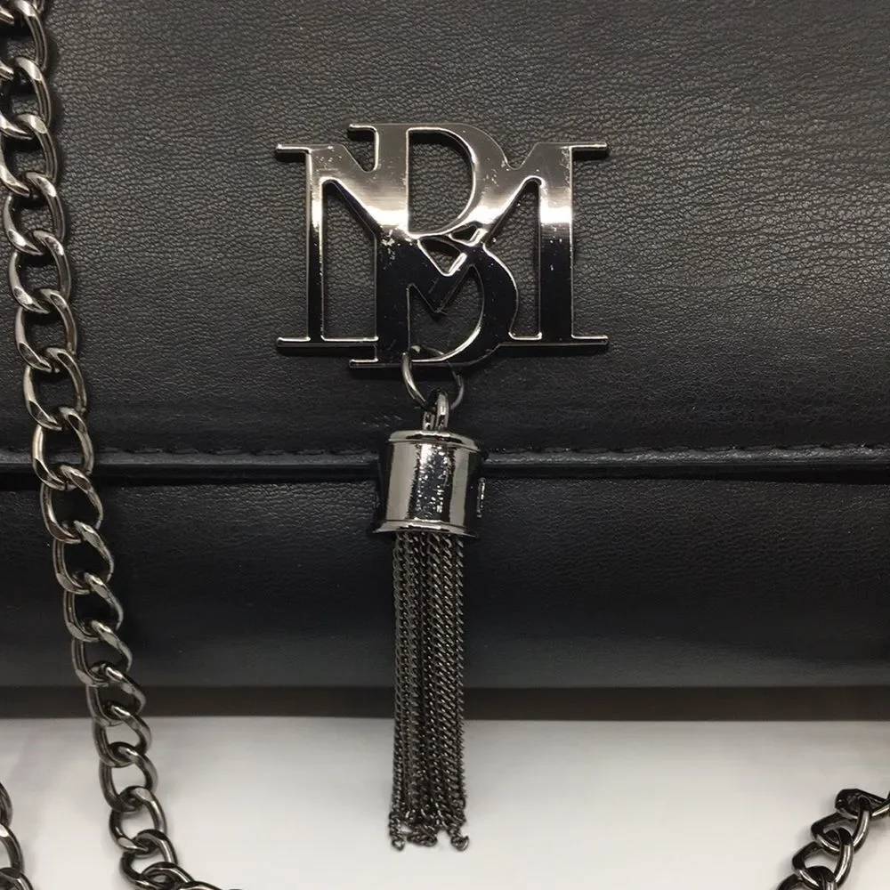 NWT Badgley Mischka Metal Fringe Crossbody Black Vegan